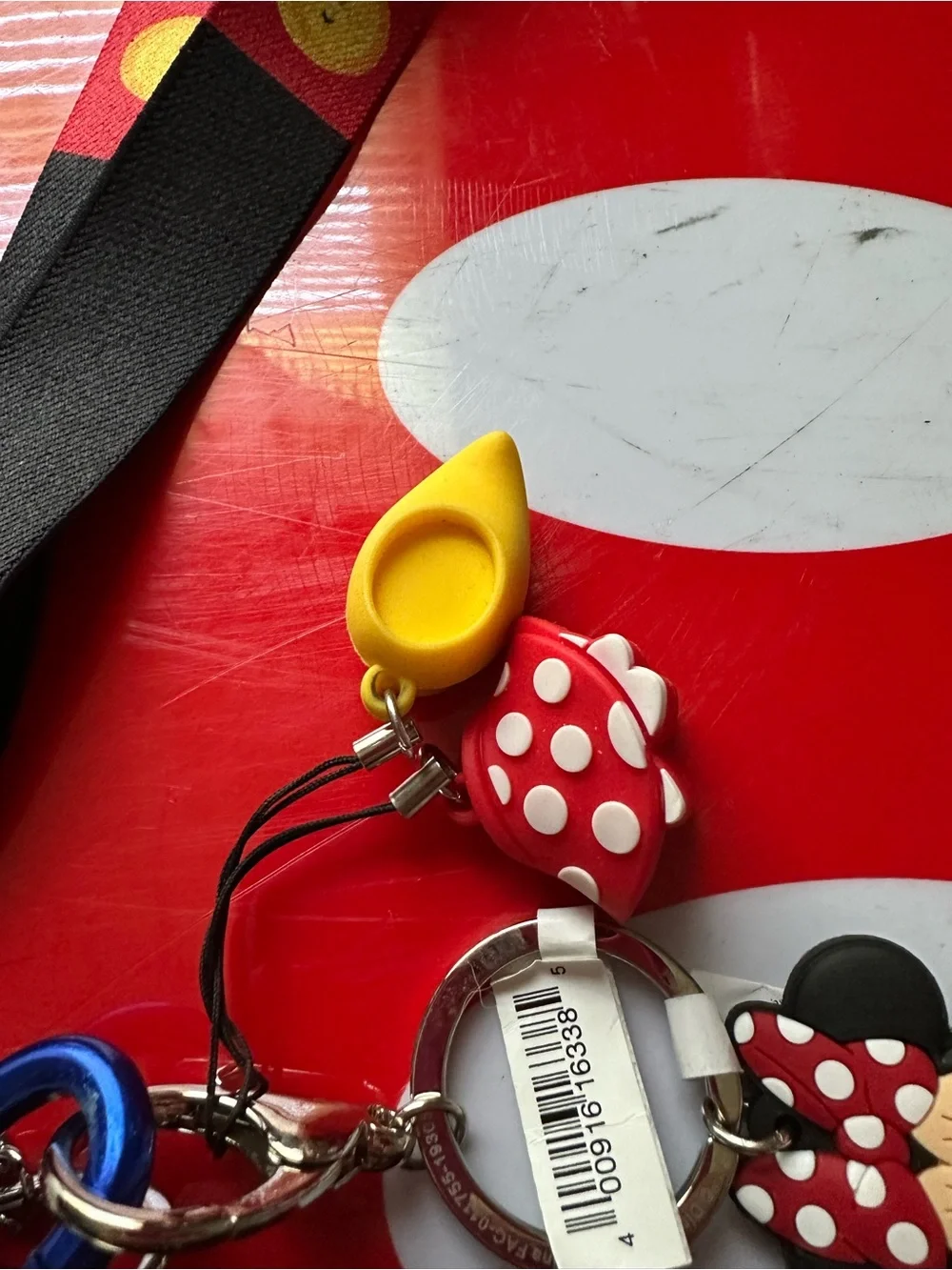 Black Mini Zip Pouch with Red Pom Keychain